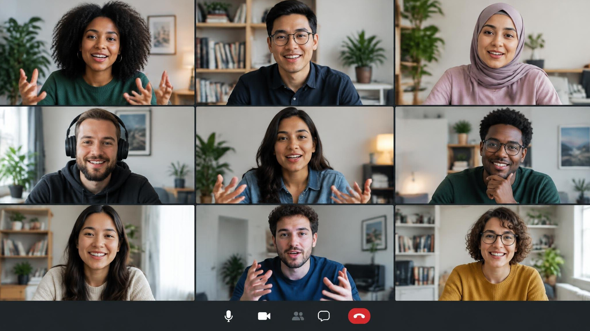 diverse group discussing online