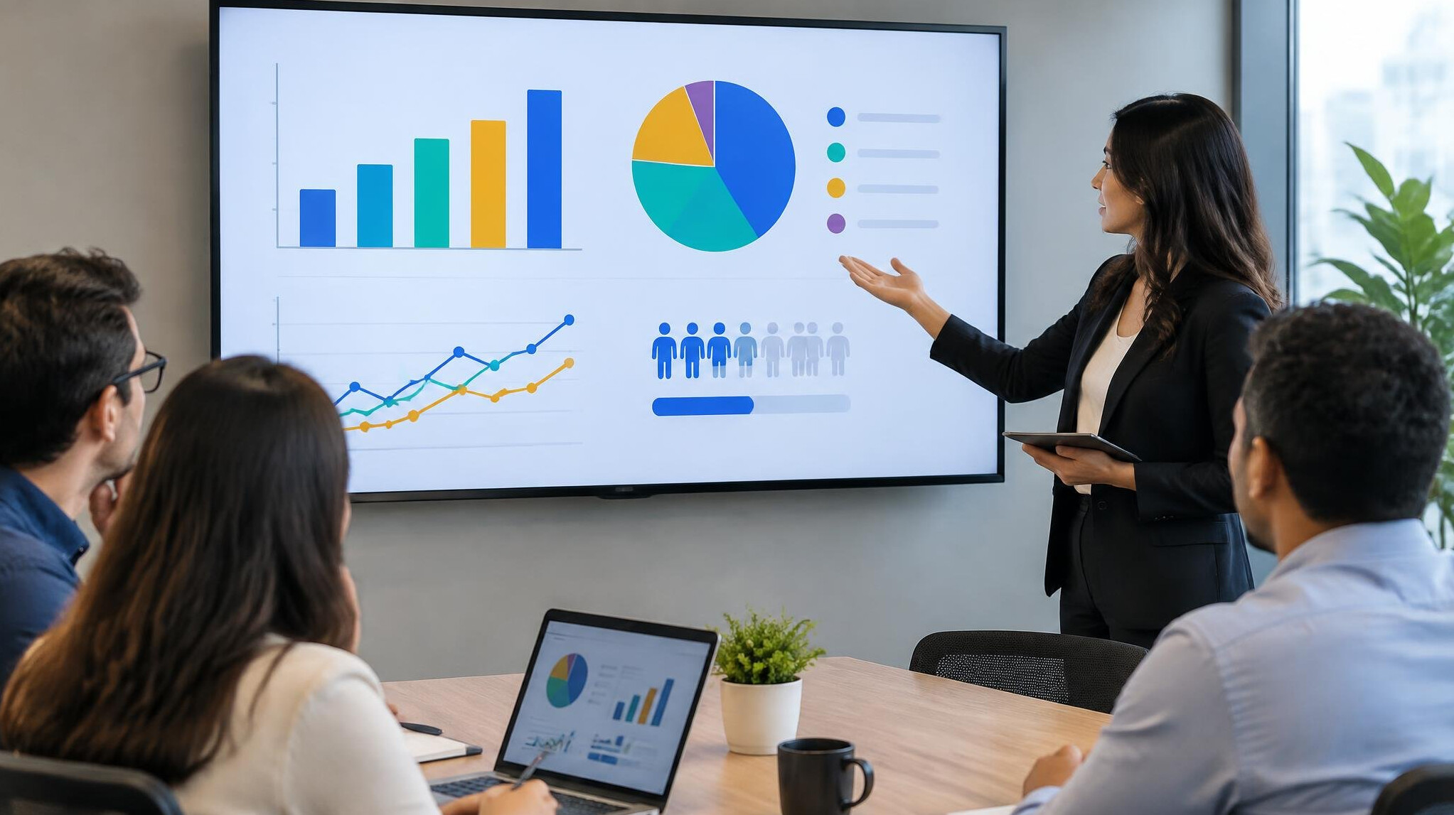 statistics chart on screen