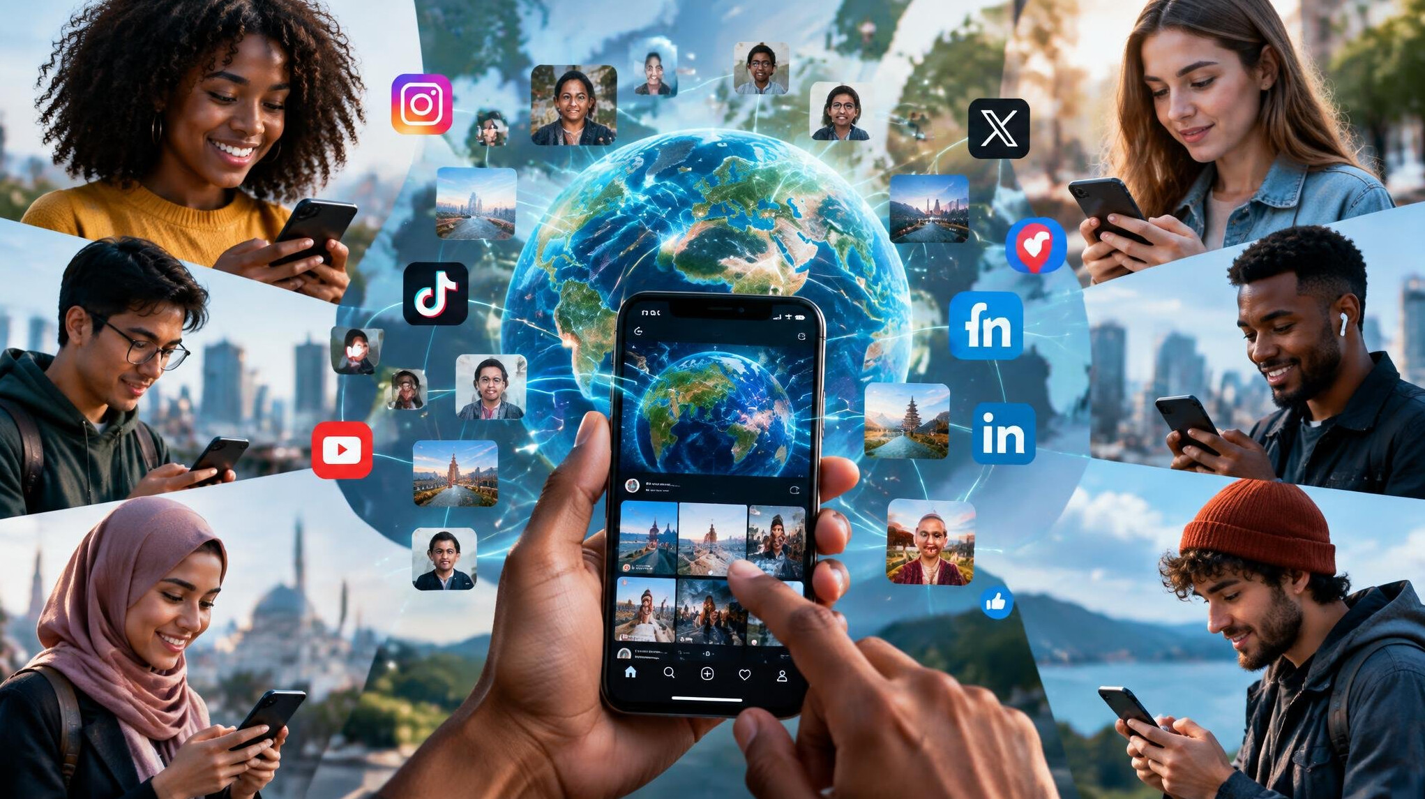 diverse people on social media