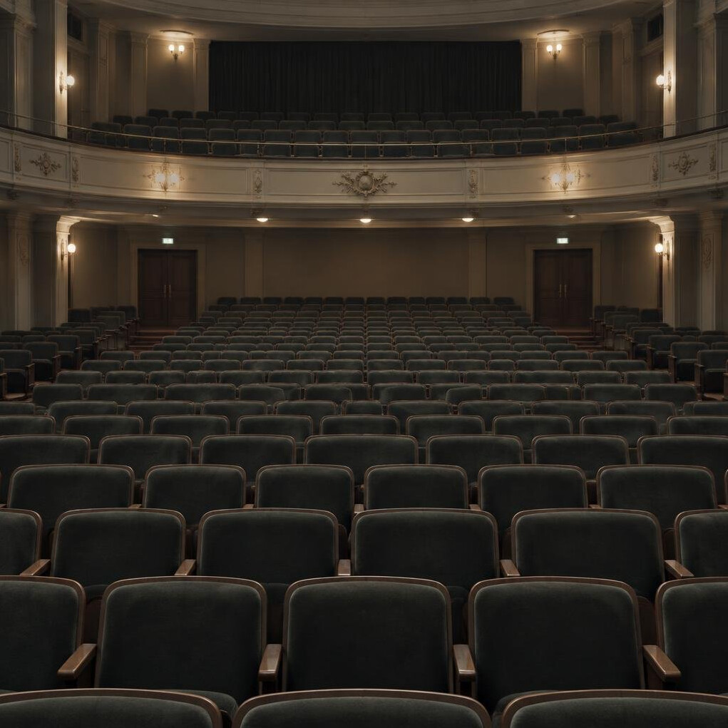 Empty theater seats in soft light