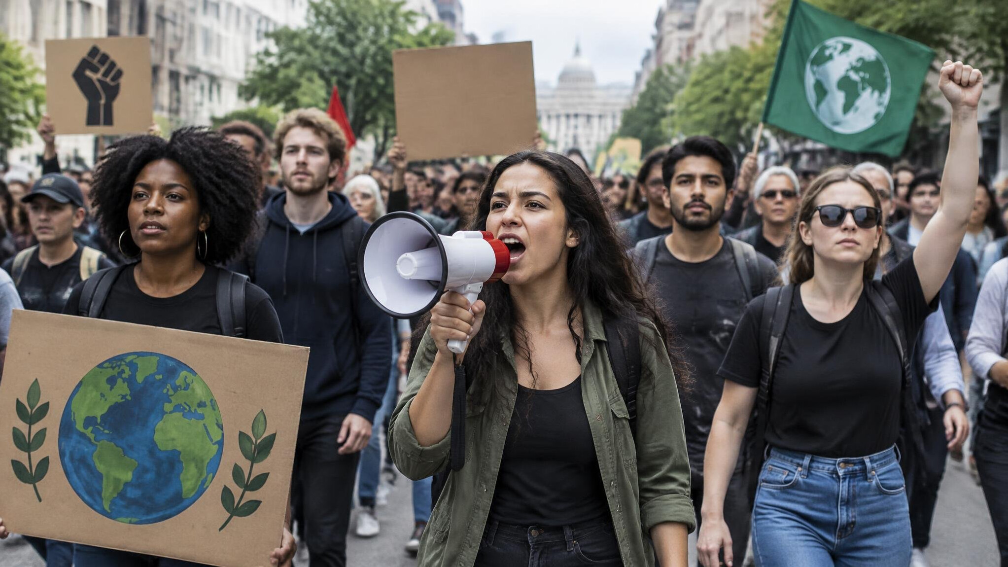 people in protest march