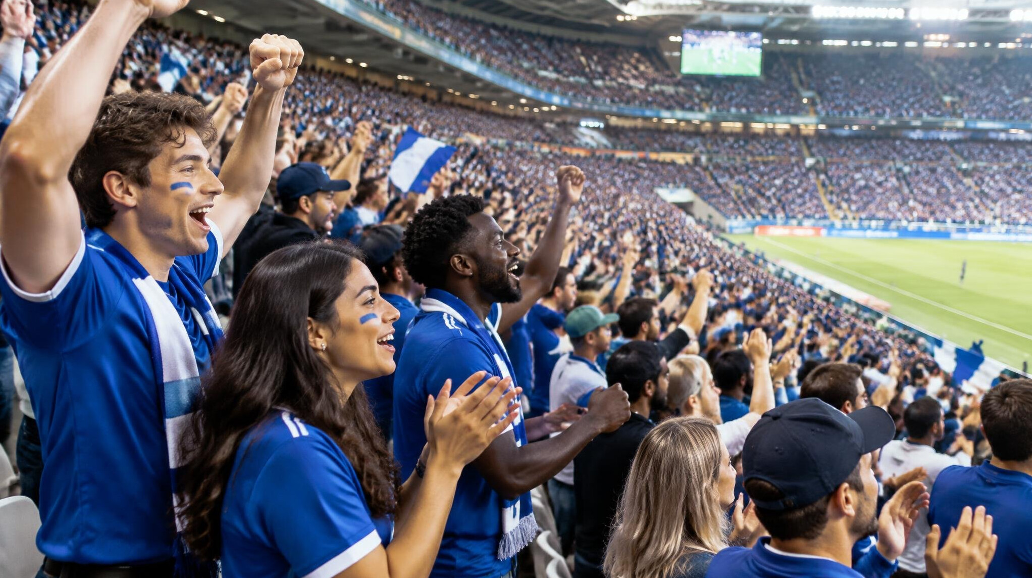 fans cheering at stadium